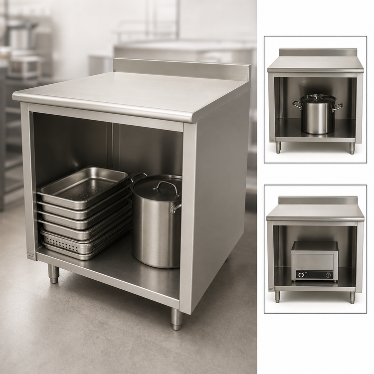 Product image #3 for Advance Tabco Special Value Series 60 x 30 Inch Economy Open Base Work Table with 5-Inch Backsplash