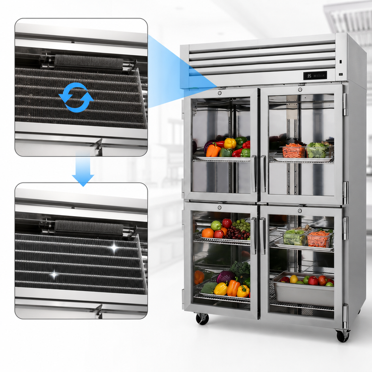 Product image #3 for Turbo Air PRO Series Two-Section Reach-In Refrigerator with 4 Glass Half Doors, Top Mount, 47.36 Cu. Ft.