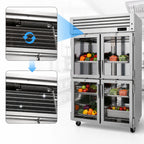 Thumbnail image #3 for Turbo Air PRO PRO-50-4R-G-N Two-Section Reach-In Refrigerator, 47.36 Cu. Ft., 4 Glass Half Doors, Top-Mount Self-Contained