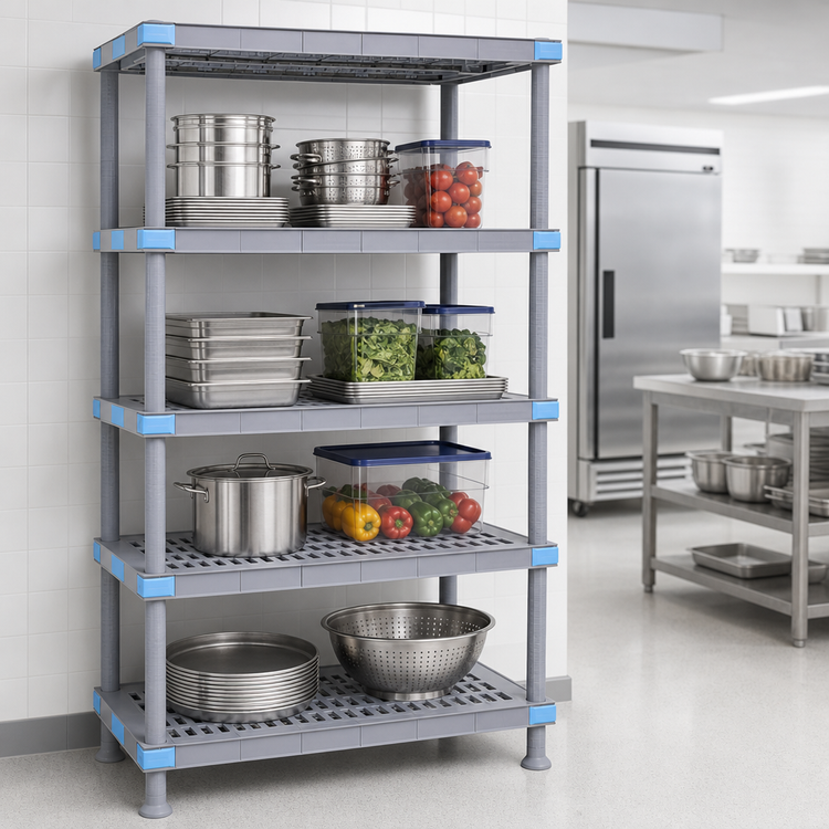 Product image #3 for Millenia 36-Inch Wide x 24-Inch Deep x 74-Inch High Gray Polymer Stationary Starter Shelving Unit