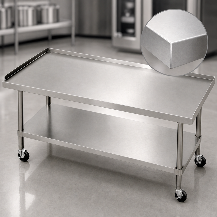 Product image #3 for Advance Tabco 72-Inch x 30-Inch Stainless Steel Mobile Equipment Stand with Adjustable Undershelf and Casters