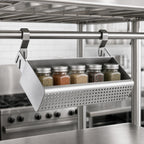Thumbnail image #3 for Klinger's Trading KTCT Pot Rack-Mount Condiment & Spice Rack, 18-1/2 x 10-1/16 in, 304 Stainless Steel, NSF