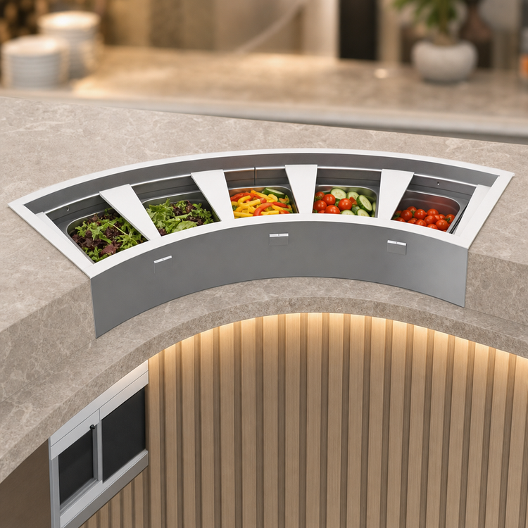 Product image #3 for Randell Drop-In Curved Refrigerated 3-Pan Cold Food Unit