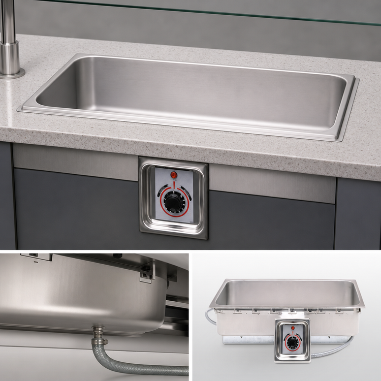 Product image #3 for APW Wyott TM-43DULS Drop-In Rectangular Food Warmer, Single 12" x 27" Well, Wet/Dry, Thermostatic, With Drain