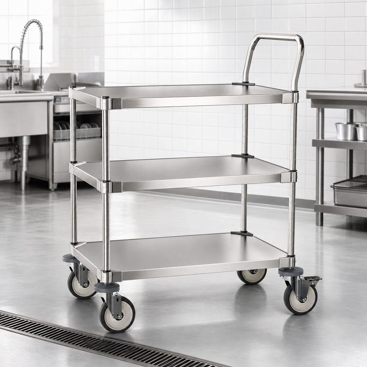 Product image #3 for Metro Type 316 Stainless Steel 3-Shelf Bus Cart, 18 x 30 Inches