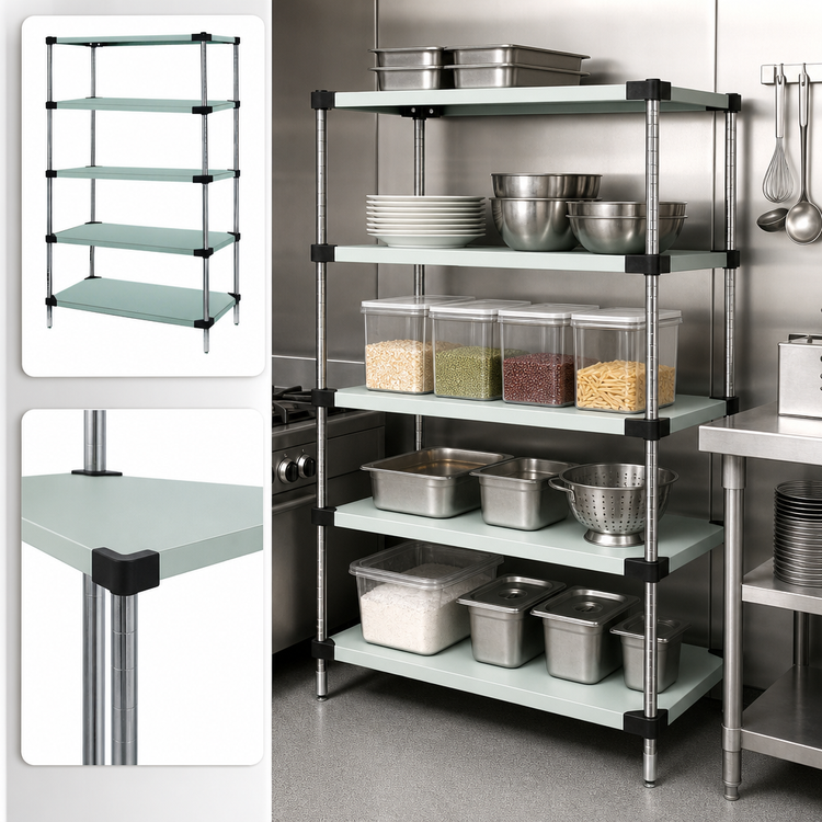 Product image #3 for Quantum 5-Shelf Solid Stainless Steel Shelving Starter Kit, 72 x 24 x 63 Inches