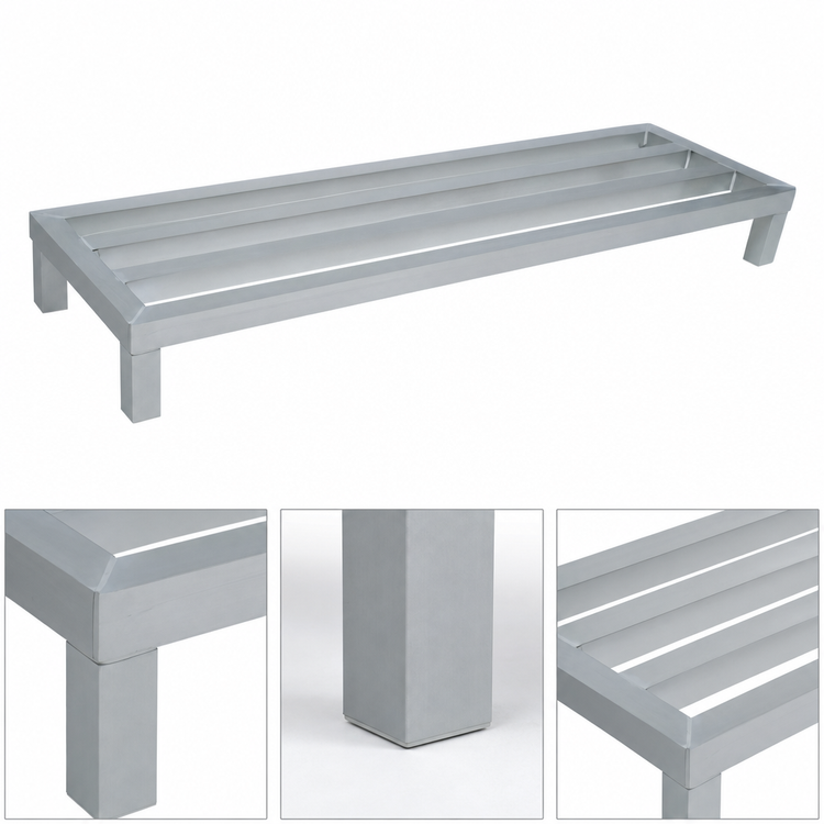 Product image #3 for John Boos 1-Tier Aluminum Square Bar Dunnage Rack, 60 Inch x 20 Inch x 12 Inch, 1500 lb. Capacity