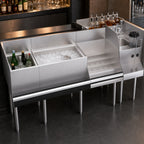 Thumbnail image #4 for Krowne Royal Series KR24-W66E-10 66-Inch Stainless Steel Underbar Ice Bin/Cocktail Station with Blender Sink, Liquor Display & 10-Circuit Cold Plate