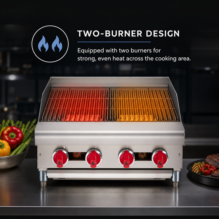 Product image #3 for American Range ARSRB-12 12-Inch Gas Countertop Charbroiler with 2 Burners