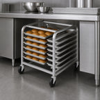 Thumbnail image #3 for Channel Manufacturing 425A Half-Height Aluminum End-Load Bun Pan Rack, 9 Full-Size/18 Half-Size Pan Capacity, 5-Inch Casters