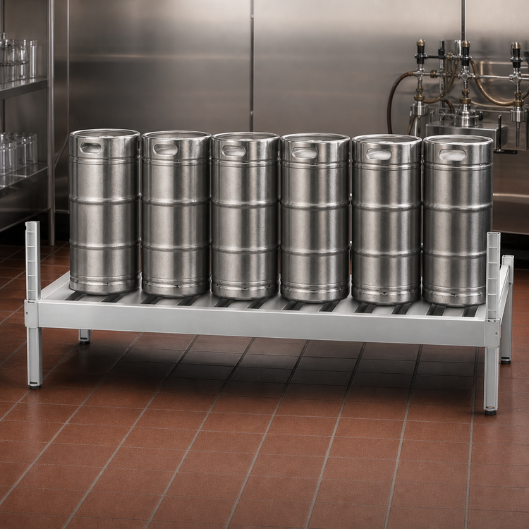 Product image #4 for New Age Aluminum Keg Shelf Rack, 54 x 34 Inches, 6 Keg / 15 Barrel Capacity