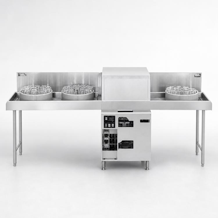 Product image #3 for Glastender GT-18+2-78L 78-Inch Side-To-Side Pass-Thru Low-Temperature Chemical Sanitizing Glasswasher Station