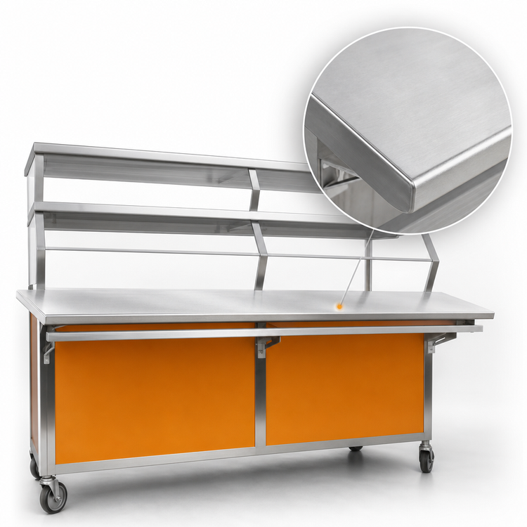 Product image #3 for Director's Choice 50-Inch Solid Top Mobile Serving Unit with Stainless Steel Top and Front Panel