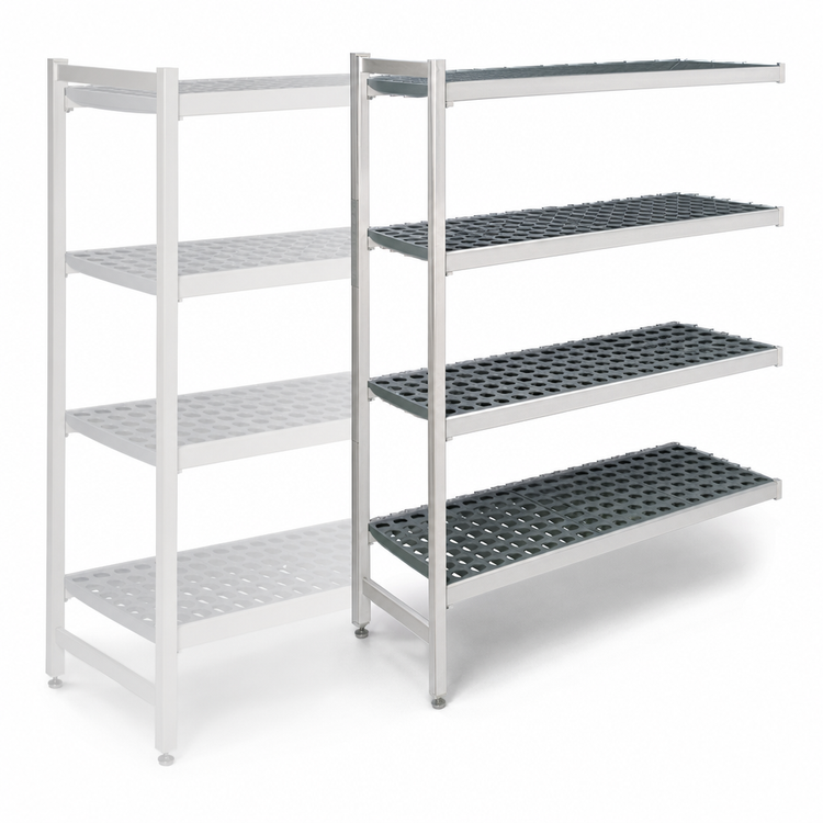Product image #3 for Fermostock 4-Tier Perforated Add-On Polymer Shelving Unit Expansion Kit, 83" H x 47" W x 22" D
