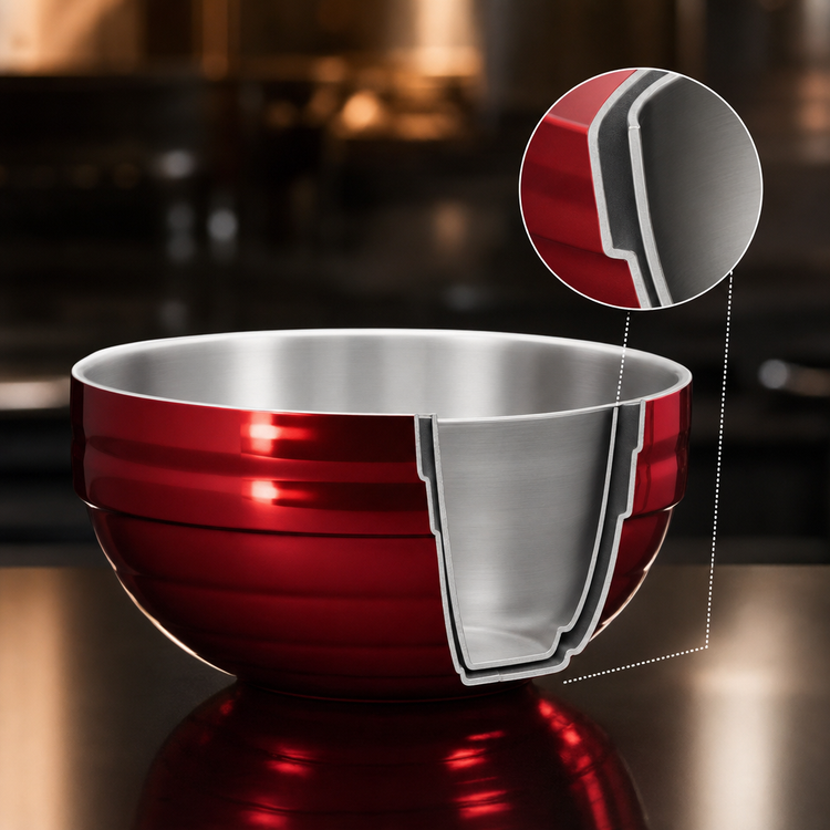 Product image #3 for Vollrath Round Double-Wall Insulated Serving Bowl, 1.7 Quart, Metallic Dazzle Red