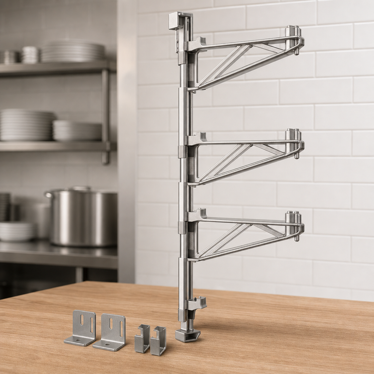 Product image #3 for Eagle Group Valu-Gard Adjustable Post Wire Wall Mount Mid Unit Kit for 18-Inch Shelves