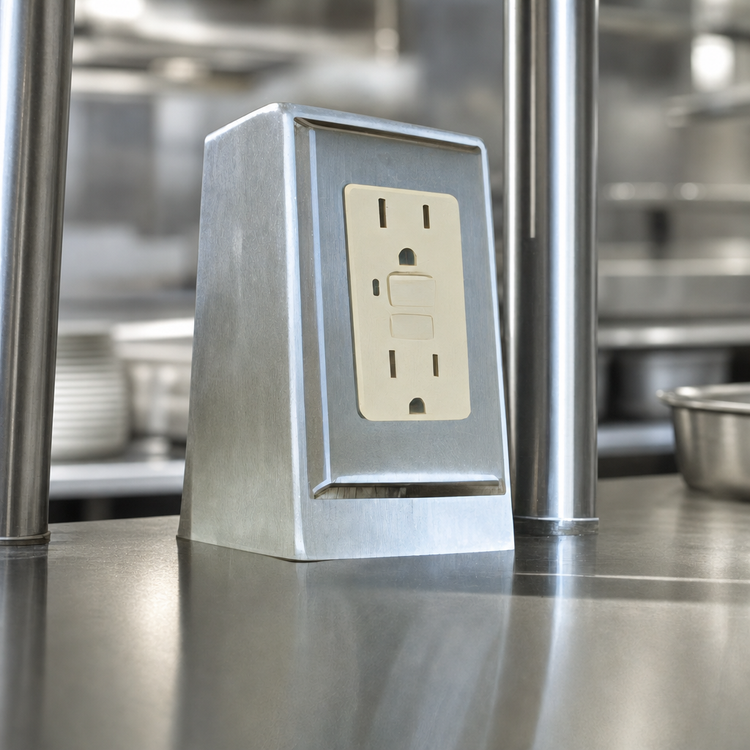Product image #3 for Advance Tabco Doghouse-Style Duplex GFI Electrical Outlet Box with Stainless Face Plate