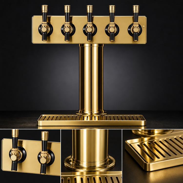 Product image #3 for Eagle Spec-Bar Brass 5-Faucet Countertop Beverage Dispenser with Drip Tray
