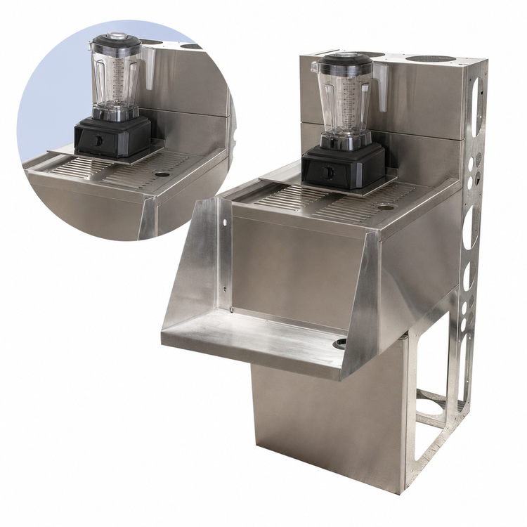 Product image #3 for BK Resources Underbar Freestanding Mixing Station with Drainboard and Blender Shelf, 18 x 21 x 33-1/2 Inch