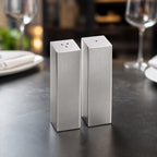Thumbnail image #3 for American Metalcraft SPDX33 Stainless Steel Salt & Pepper Shaker Set, 2 oz., 1 Inch Square x 3-3/4 Inch High Case of 96