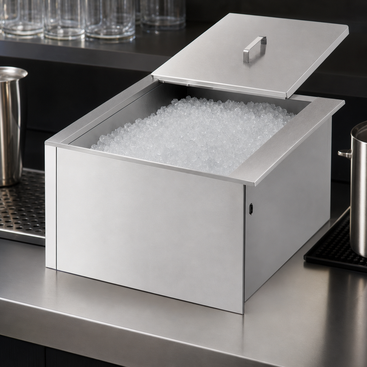 Product image #3 for Randell Custom & Serving Drop-In Ice Bin Without Cold Plate, 60 lb Capacity, Stainless Steel Top and Interior