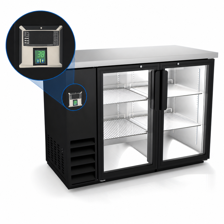 Product image #3 for Kelvinator Commercial 49-Inch 2-Glass Door Back Bar Refrigerator, Side-Mounted Self-Contained Refrigeration, 12.5 Cu. Ft., Black