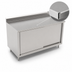 Thumbnail image #3 for John Boos 84-Inch x 24-Inch Cabinet Base Stainless Steel Work Table with Sliding Doors and 5-Inch Backsplash