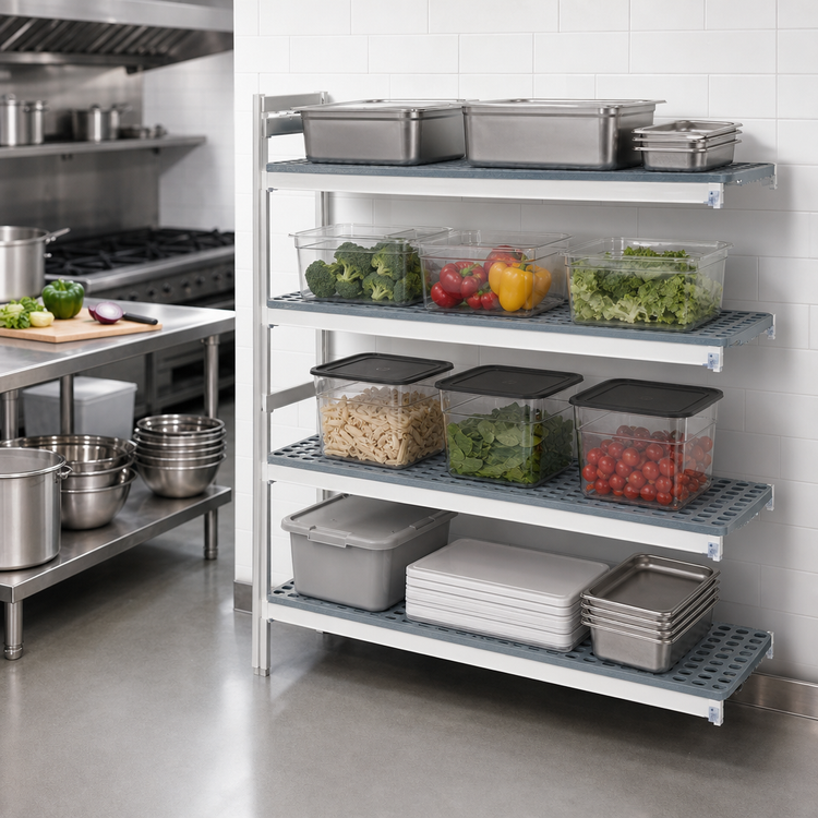 Product image #3 for Fermostock 4-Tier Corner Expansion Polymer Shelving Add-On Unit, 71 Inch H x 42 Inch W x 22 Inch D