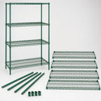 Thumbnail image #3 for Quantum WR86-2424P Wire Shelving Starter Kit, 24"W x 24"D x 86"H, 4 Shelves/4 Posts, Green Epoxy Finish