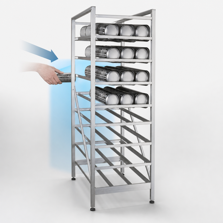Product image #3 for New Age Stationary Rear-Loading Aluminum Can Rack with Adjustable Feet, 162 #10 / 216 #5 Capacity