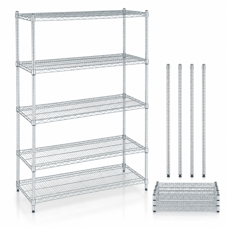 Product image #3 for Quantum 72"W x 36"D x 54"H Stainless Steel 5-Shelf Wire Shelving Starter Kit