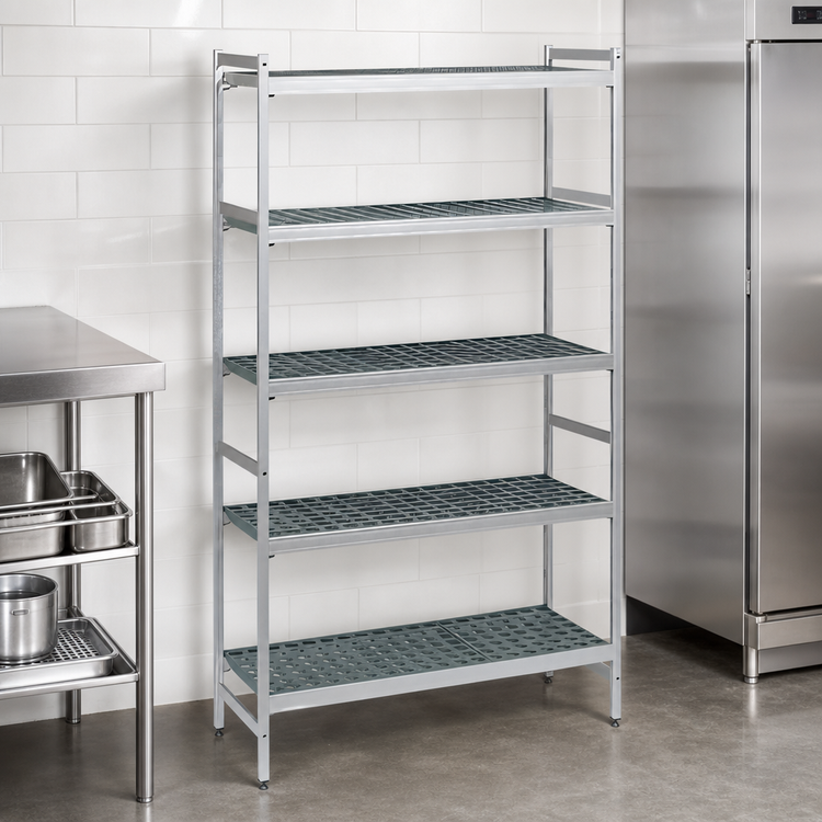 Product image #3 for Fermostock 5-Tier Stationary Starter Polymer Shelving Unit, 64 in. W x 18 in. D x 83 in. H