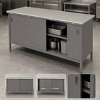 Thumbnail image #3 for John Boos EBSP3-3060 60 x 30 Inch Poly Top Work Table with Stainless Steel Sliding-Door Cabinet Base