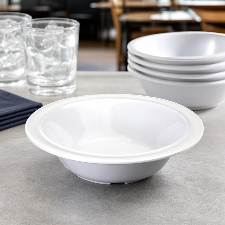 Product image #4 for Winco 12 oz White Round Melamine Soup/Cereal Bowl, 6-3/8 Inch Diameter