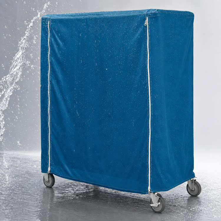 Product image #3 for Metro Waterproof Vinyl-Nylon Coated Queen Mary & Banquet Cart Cover, 48 x 18 x 62 Inches, Mariner Blue