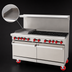 Thumbnail image #3 for American Range 60-Inch Commercial Gas Range with Left Griddle, 8 Open Burners, Standard Oven, and Storage Base