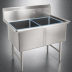 Thumbnail image #3 for John Boos 2B184-X 2-Compartment Stainless Steel Commercial Sink, 18" x 18" x 14" Bowls, 10" Backsplash, Floor Model