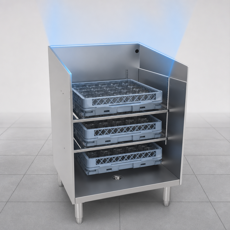 Product image #3 for Glastender Underbar Glass Rack Storage Unit, 24-Inch Wide, Open Top, Open Front Base