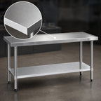 Thumbnail image #3 for Eagle Group Spec-Master T24144EM 144-Inch x 24-Inch 14-Gauge 300 Series Stainless Steel Work Table with Adjustable Galvanized Undershelf