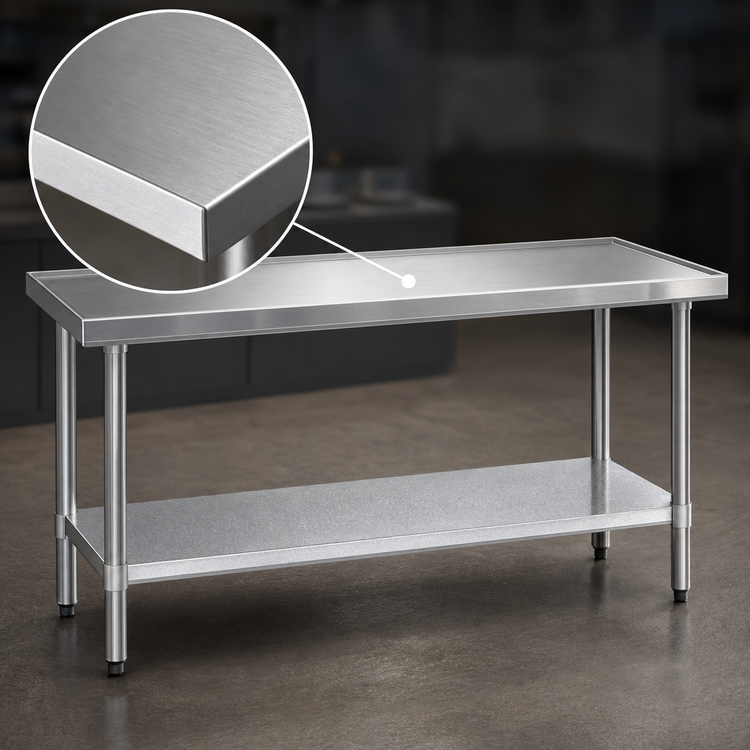 Product image #3 for Eagle Spec-Master Marine Series 144-Inch x 24-Inch 14-Gauge 300 Series Stainless Steel Work Table with Adjustable Galvanized Undershelf