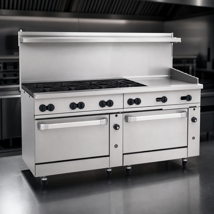 Product image #3 for Wolf Challenger XL 72" Gas Restaurant Range with 8 Open Burners, 24" Thermostatic Griddle, and Two Convection Ovens