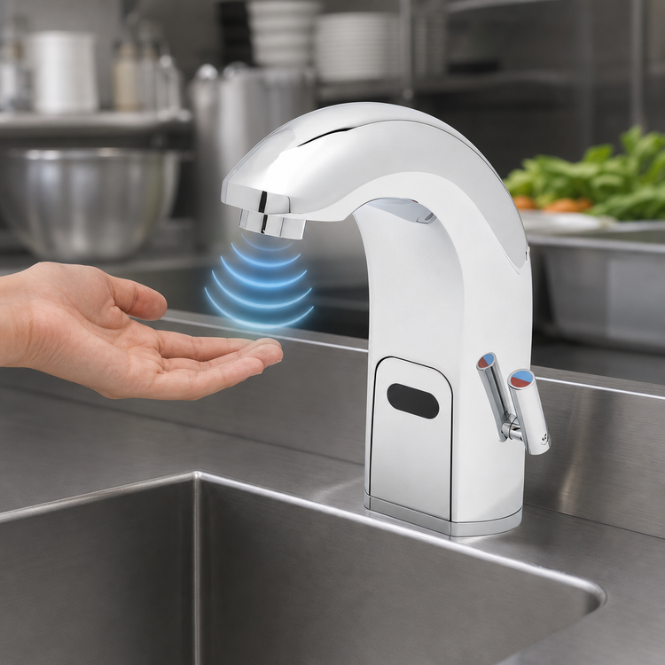 Product image #3 for T&S Brass ChekPoint Electronic Touchless Above-Deck Sensor Faucet, Deck Mount, Single Hole, Hydro-Generator