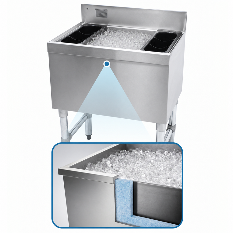 Product image #3 for Advance Tabco Underbar Basics Cocktail Unit Bar Ice Bin, 12-Inch Deep, 12 x 18 Inches, 35 lb Capacity