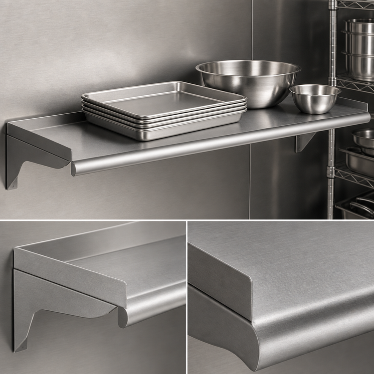 Product image #3 for Eagle Group WS1260-14/3 Wall-Mounted Shelf, 60 Inch W x 12 Inch D, 14 Gauge Type 304 Stainless Steel