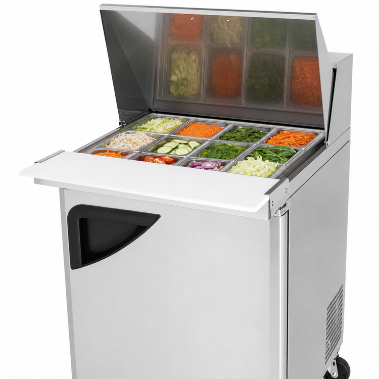 Product image #3 for Turbo Air Super Deluxe Sandwich/Salad Mega Top Prep Table Refrigerator, 1-Section, 27-1/2 Inch Wide, 12-Pan