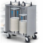 Thumbnail image #3 for Dinex DXPIDP2E1200 Enclosed Mobile Unheated Stainless Steel 2-Silo Plate Dispenser for 12.25-Inch Round Plates
