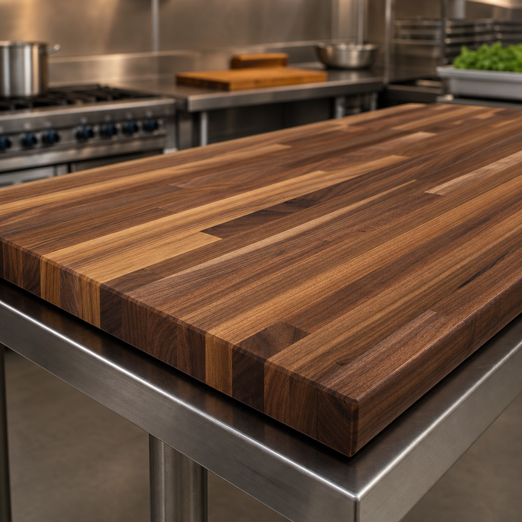 Product image #3 for Boos Block American Black Walnut Blended Edge Grain Kitchen Countertop, 144 x 32 x 1-1/2 Inch, Varnique Finish