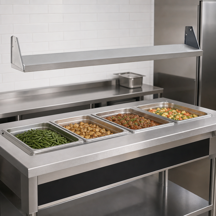Product image #3 for Eagle Group 79-Inch Stainless Steel Removable Dish Shelf for HT5 Hot Food Table