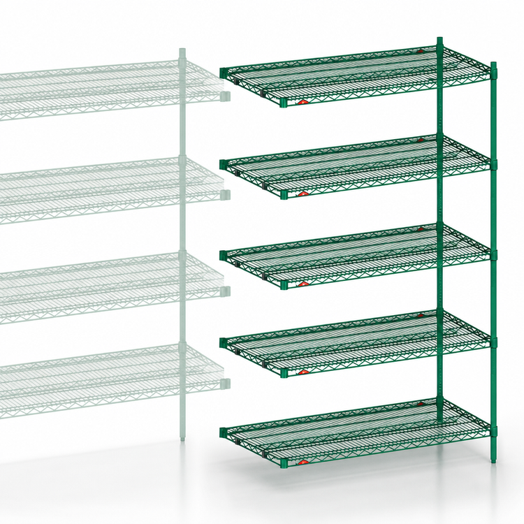 Product image #4 for Metro Super Erecta Metroseal 3 Add-On Wire Shelving Unit, 60W x 21D x 74H, 5 Shelves