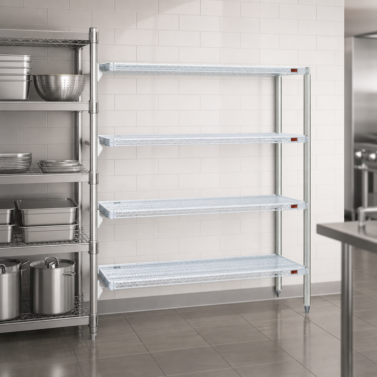 Product image #3 for EagleGard 4-Tier Add-On Wire Shelving Unit, 60"W x 18"D x 74"H, Hybrid Epoxy-Coated